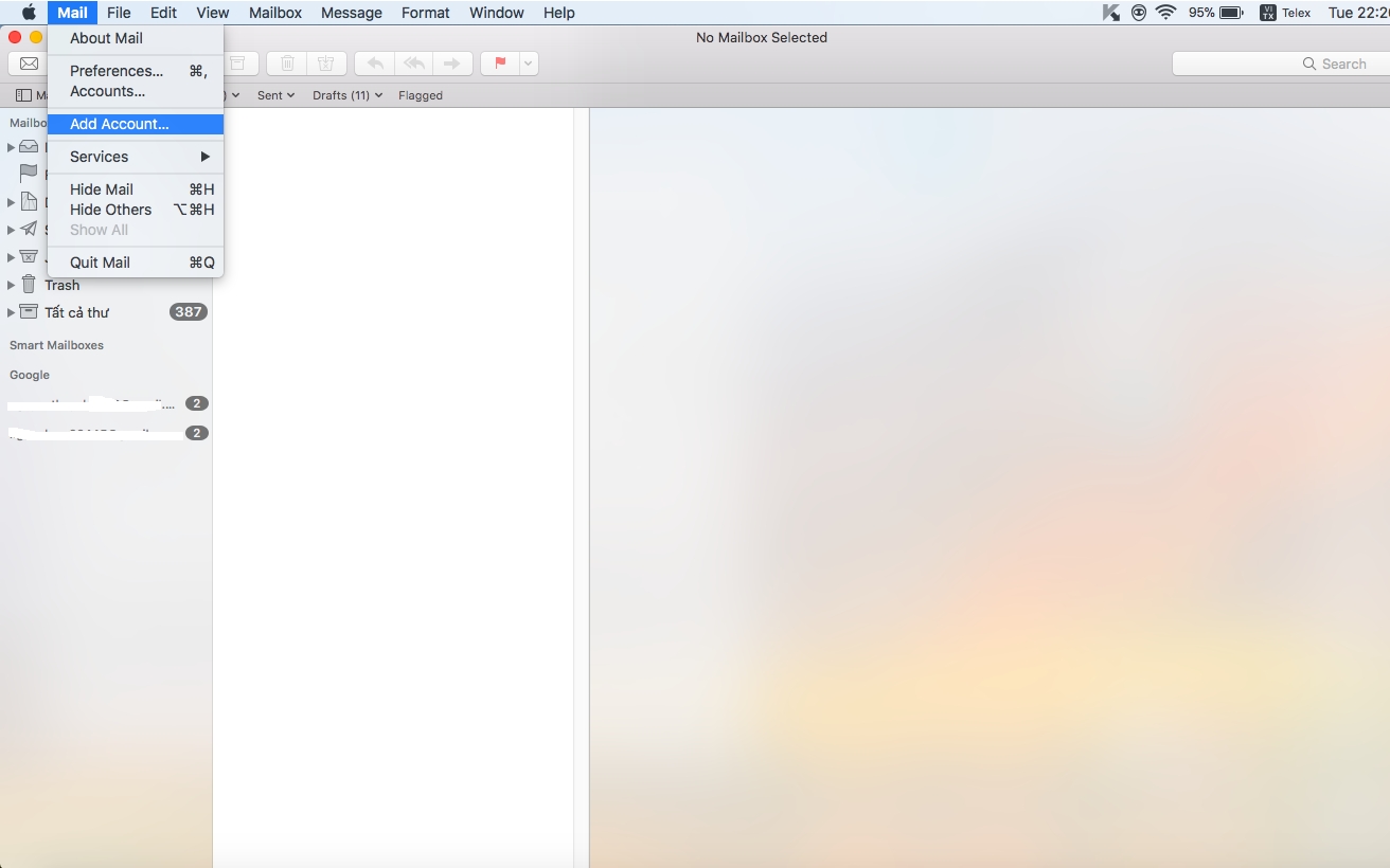 Cấu hình Email trên phần mềm Mail của máy MacBook