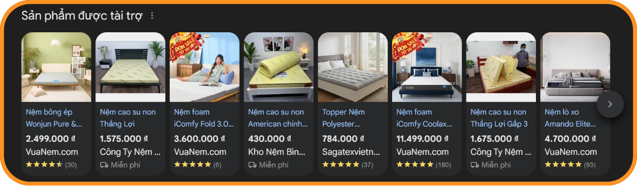 Quảng cáo Google ngành nệm