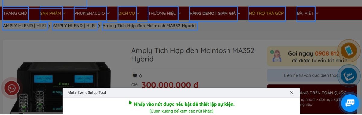 Bước 6: Chọn những nút cần thiết lập sự kiện